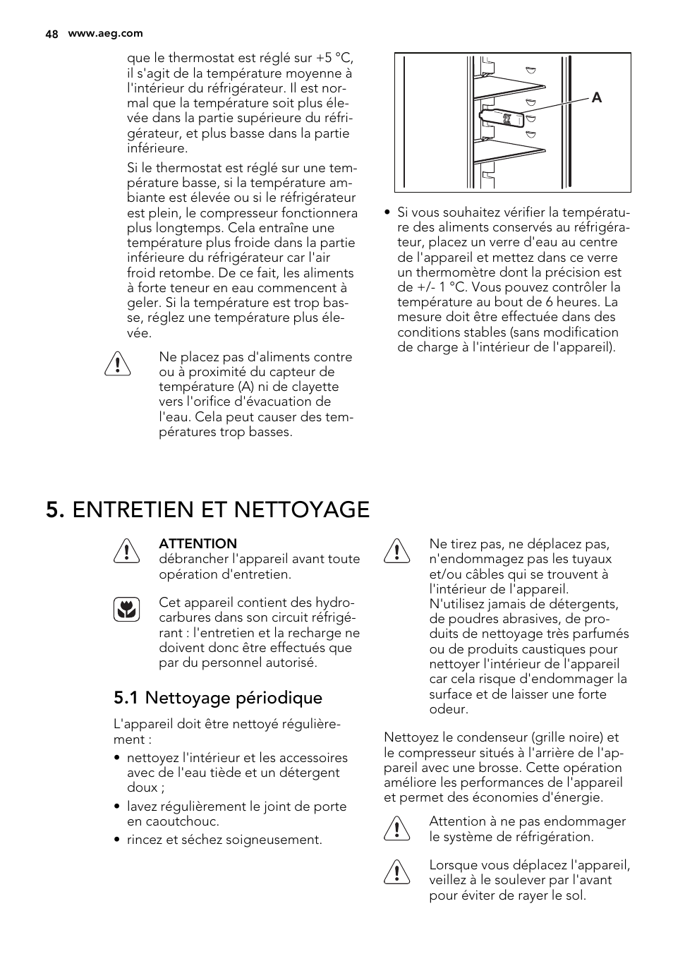 Entretien et nettoyage, 1 nettoyage périodique | AEG S73100KDX0 User Manual | Page 48 / 80