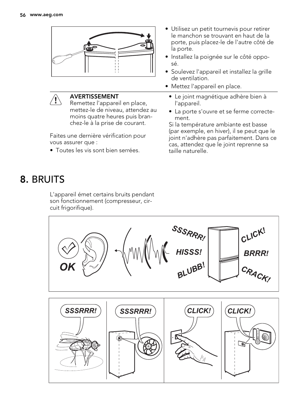 Bruits | AEG S73100KDX0 User Manual | Page 56 / 80