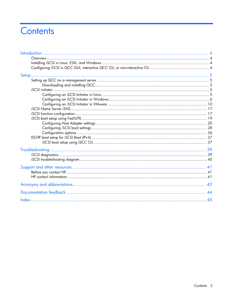 HP QLogic QMH4062 1GbE iSCSI Adapter for c-Class BladeSystem User Manual | Page 3 / 45