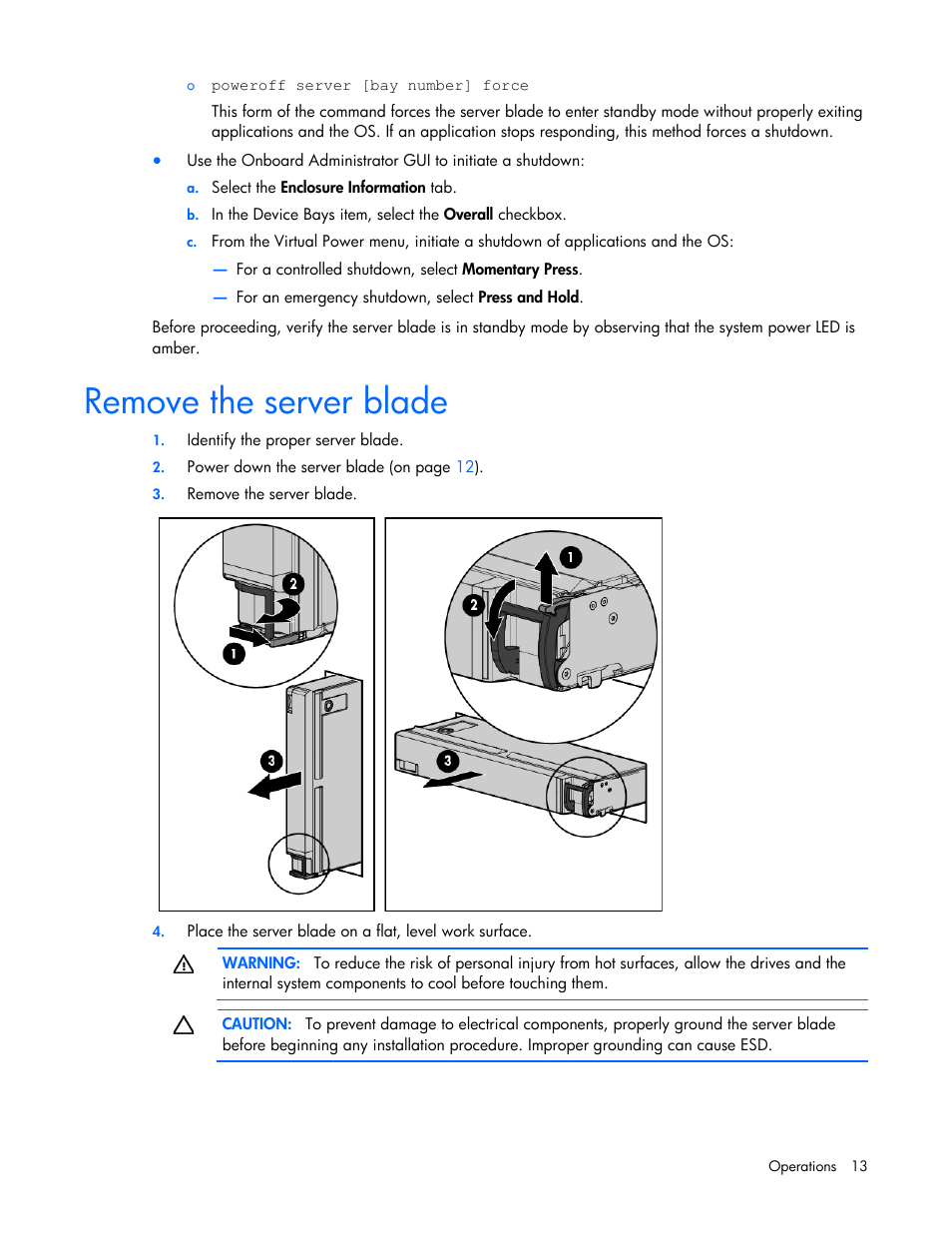Remove the server blade | HP ProLiant BL660c Gen8 Server Blade User Manual | Page 13 / 87