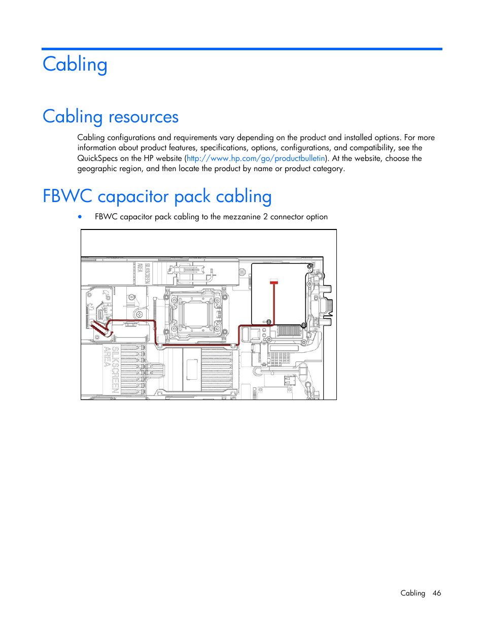 Cabling, Cabling resources, Fbwc capacitor pack cabling | HP ProLiant BL660c Gen8 Server Blade User Manual | Page 46 / 87