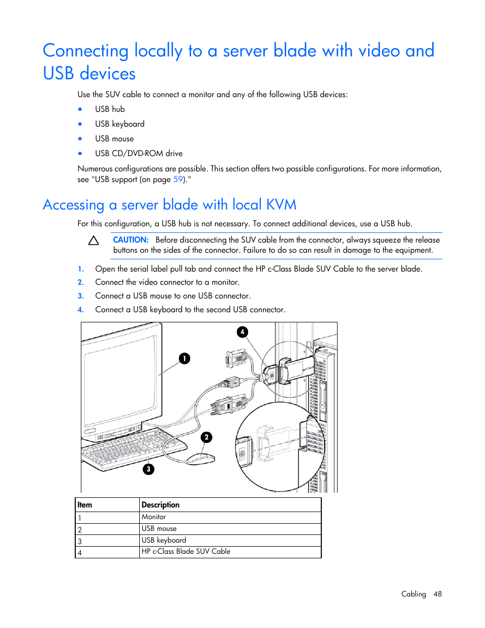 Accessing a server blade with local kvm | HP ProLiant BL660c Gen8 Server Blade User Manual | Page 48 / 87