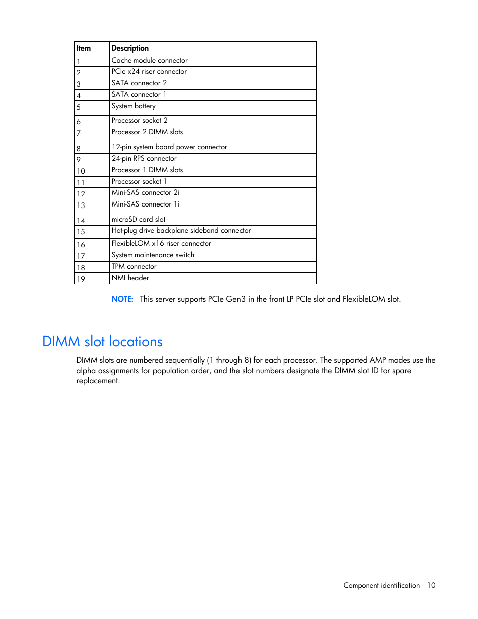 Dimm slot locations | HP ProLiant SL250s Gen8 Server User Manual | Page 10 / 115