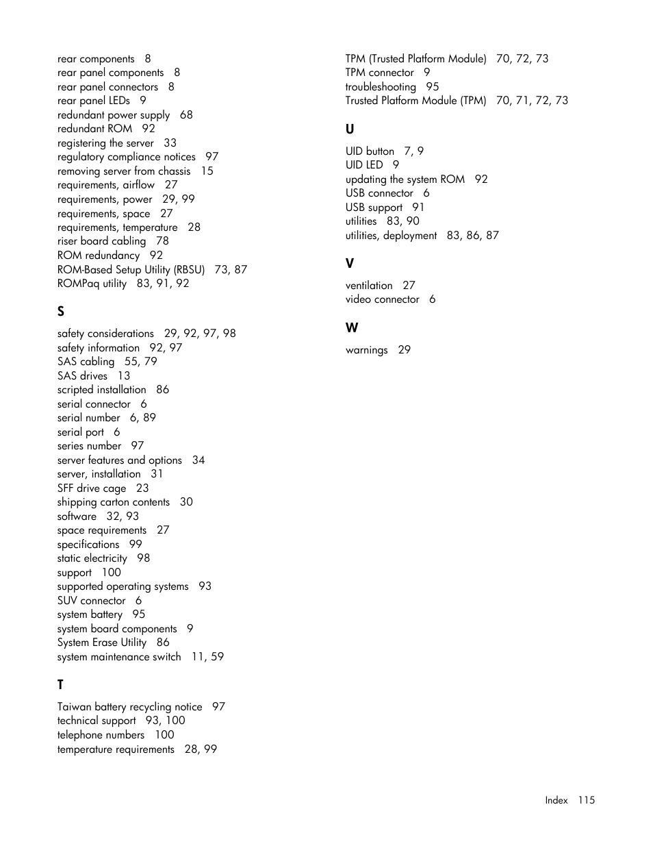 HP ProLiant SL250s Gen8 Server User Manual | Page 115 / 115