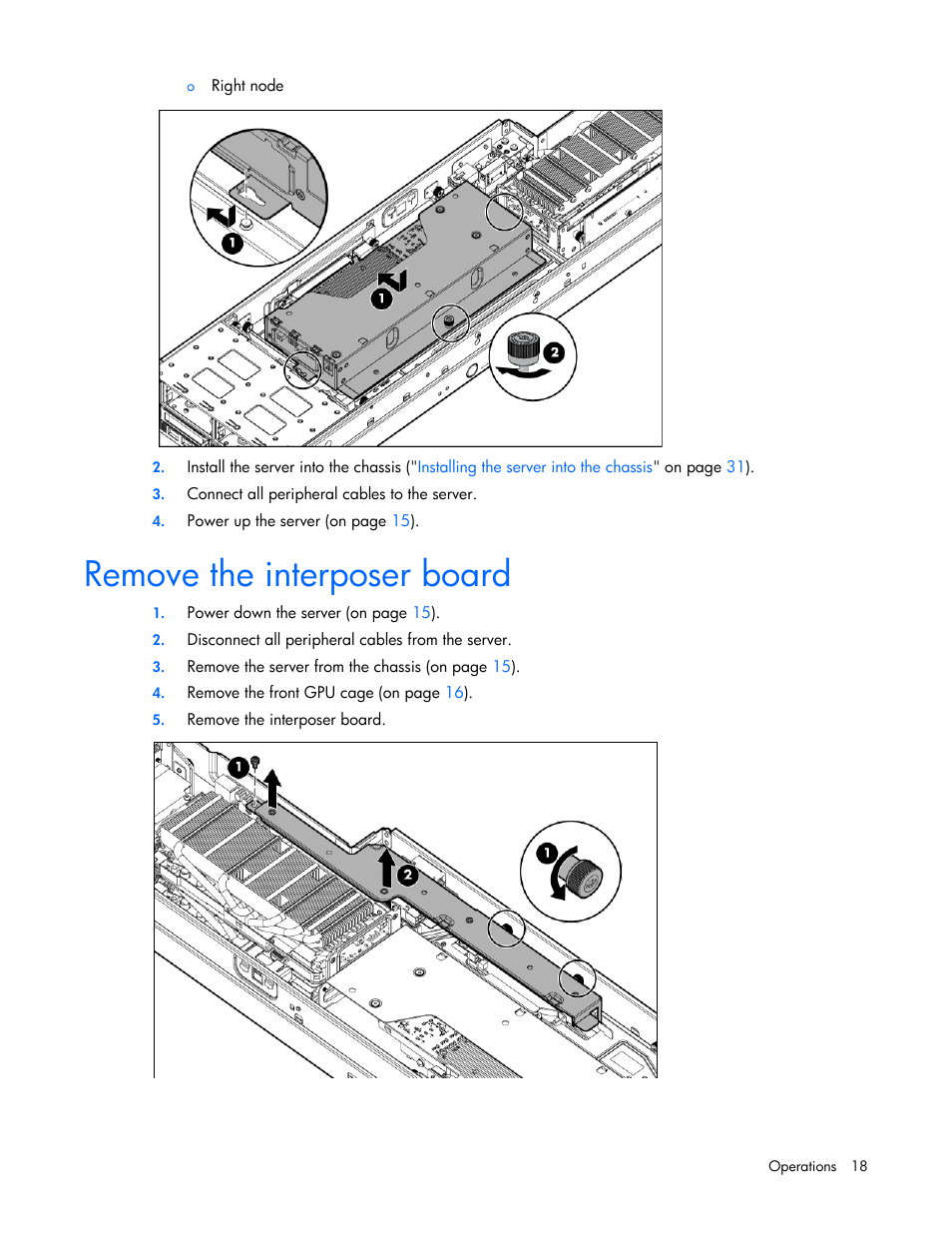 Remove the interposer board | HP ProLiant SL250s Gen8 Server User Manual | Page 18 / 115