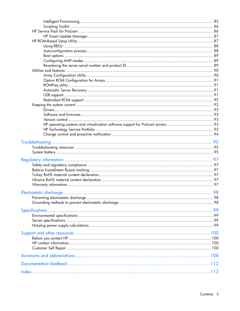 HP ProLiant SL250s Gen8 Server User Manual | Page 5 / 115