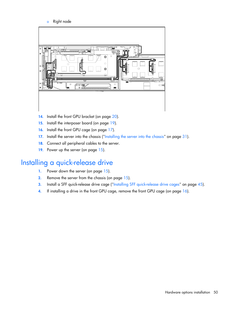 Installing a quick-release drive | HP ProLiant SL250s Gen8 Server User Manual | Page 50 / 115