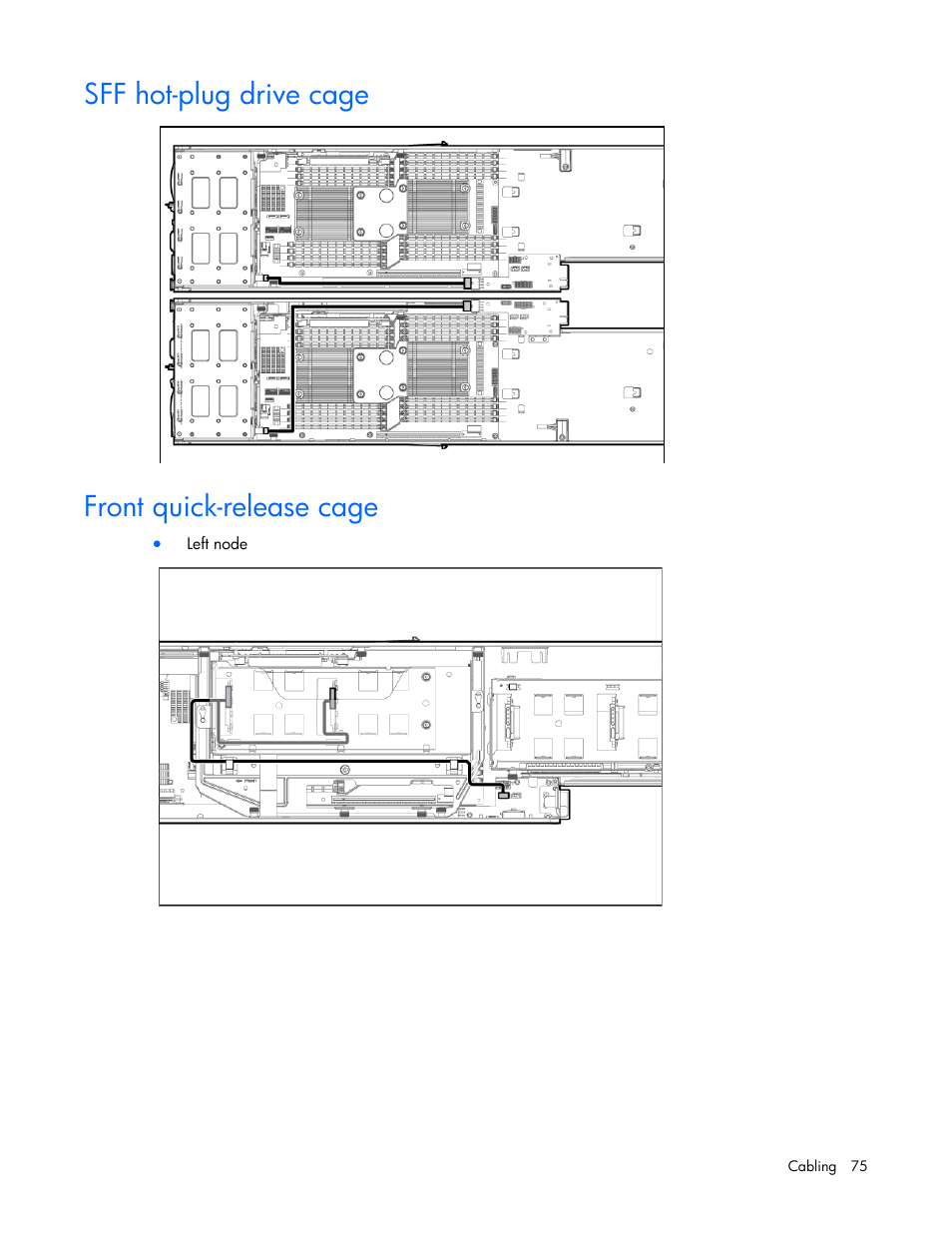 Sff hot-plug drive cage, Front quick-release cage | HP ProLiant SL250s Gen8 Server User Manual | Page 75 / 115