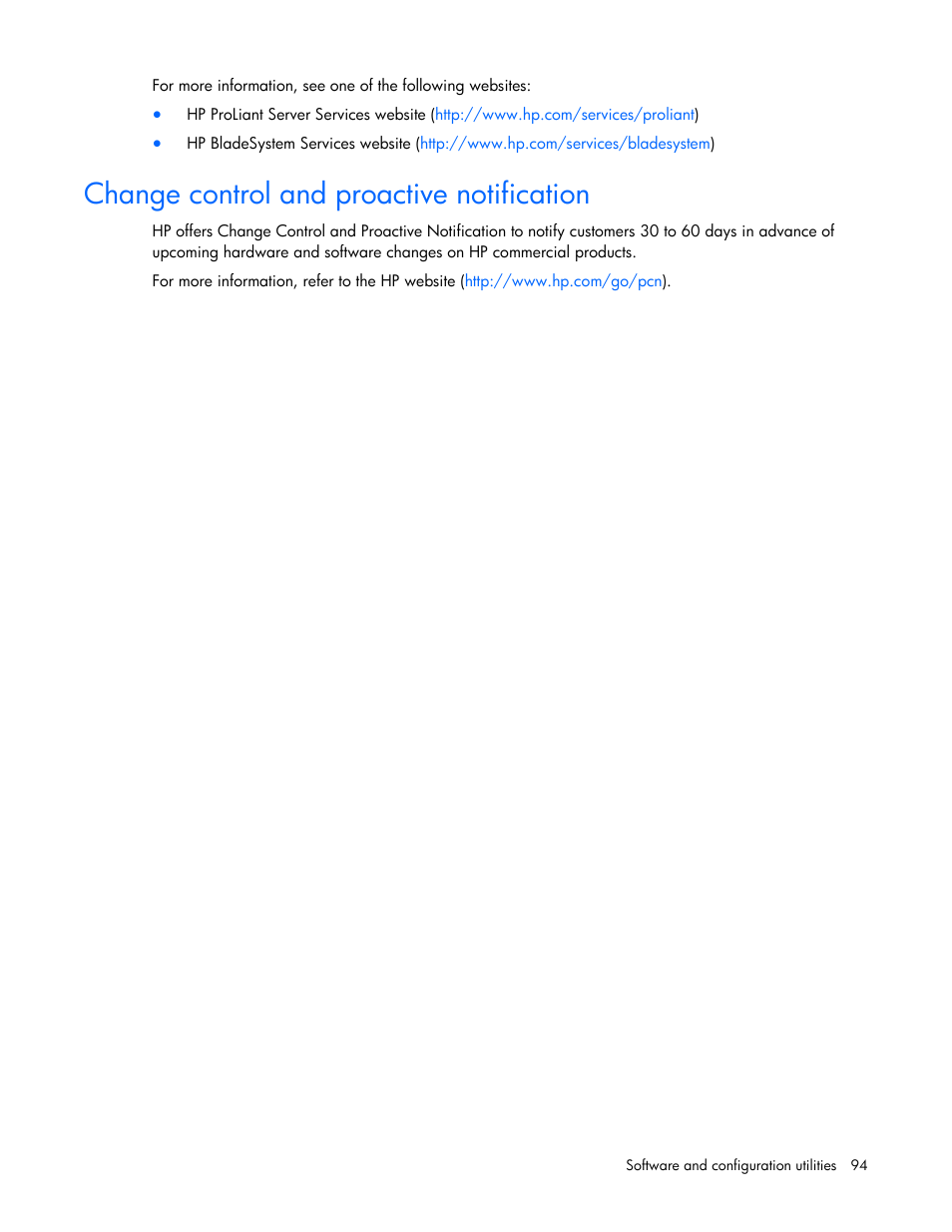 Change control and proactive notification | HP ProLiant SL250s Gen8 Server User Manual | Page 94 / 115