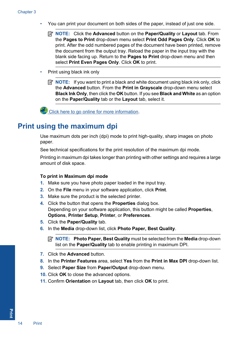 Print using the maximum dpi | HP Deskjet 3050 User Manual | Page 16 / 66