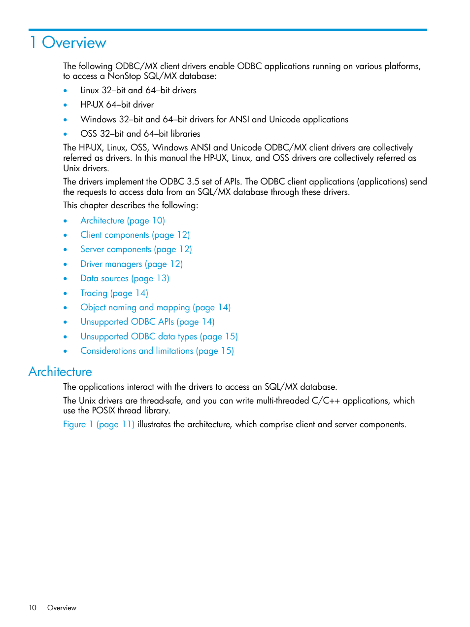 1 overview, Architecture, Chapter 1: overview | HP Integrity NonStop H-Series User Manual | Page 10 / 62