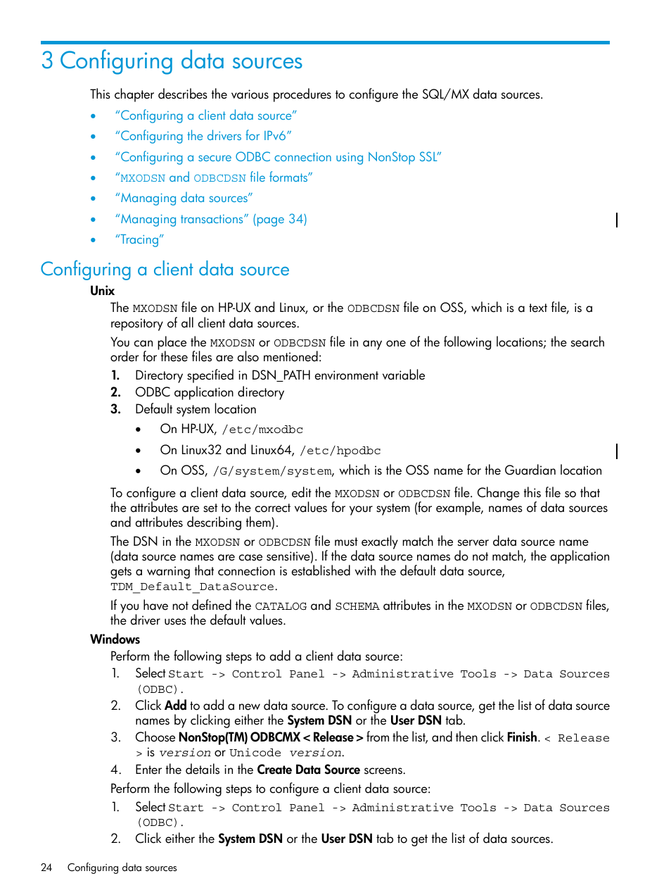 3 configuring data sources, Configuring a client data source, Chapter 3: configuring data sources | HP Integrity NonStop H-Series User Manual | Page 24 / 62
