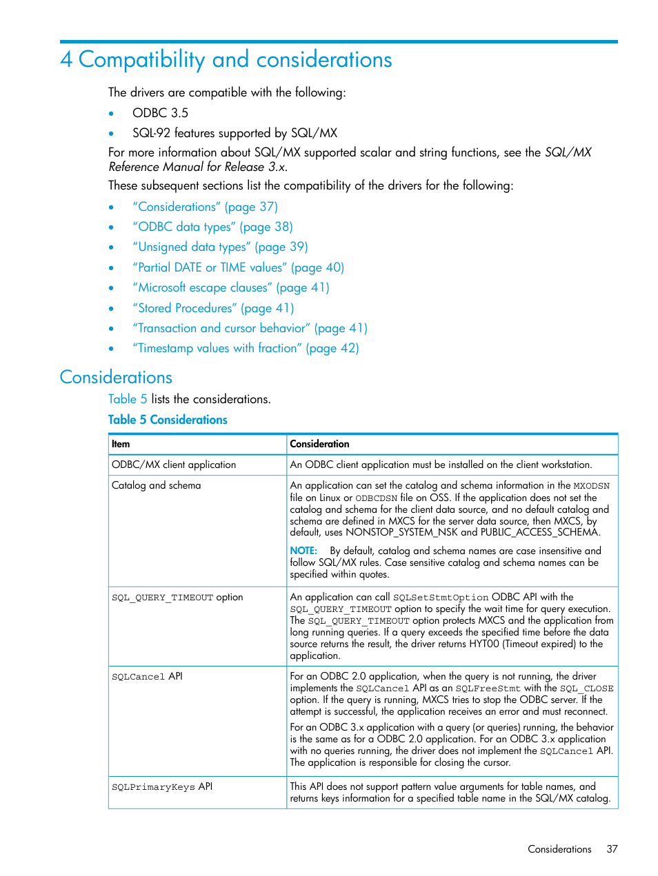 4 compatibility and considerations, Considerations, Chapter 4: compatibility and considerations | HP Integrity NonStop H-Series User Manual | Page 37 / 62