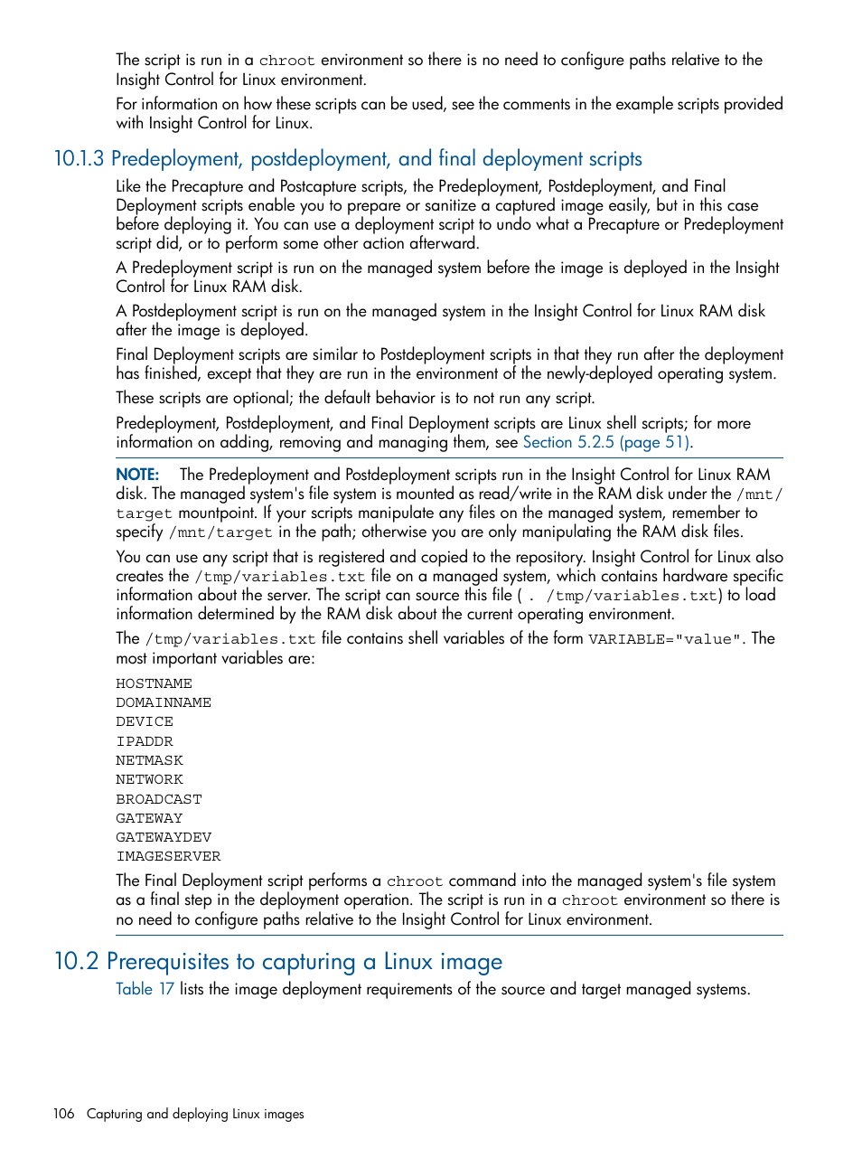 2 prerequisites to capturing a linux image | HP Insight Control Software for Linux User Manual | Page 106 / 273