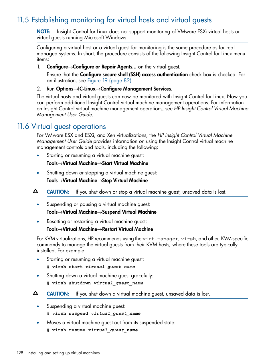 6 virtual guest operations | HP Insight Control Software for Linux User Manual | Page 128 / 273