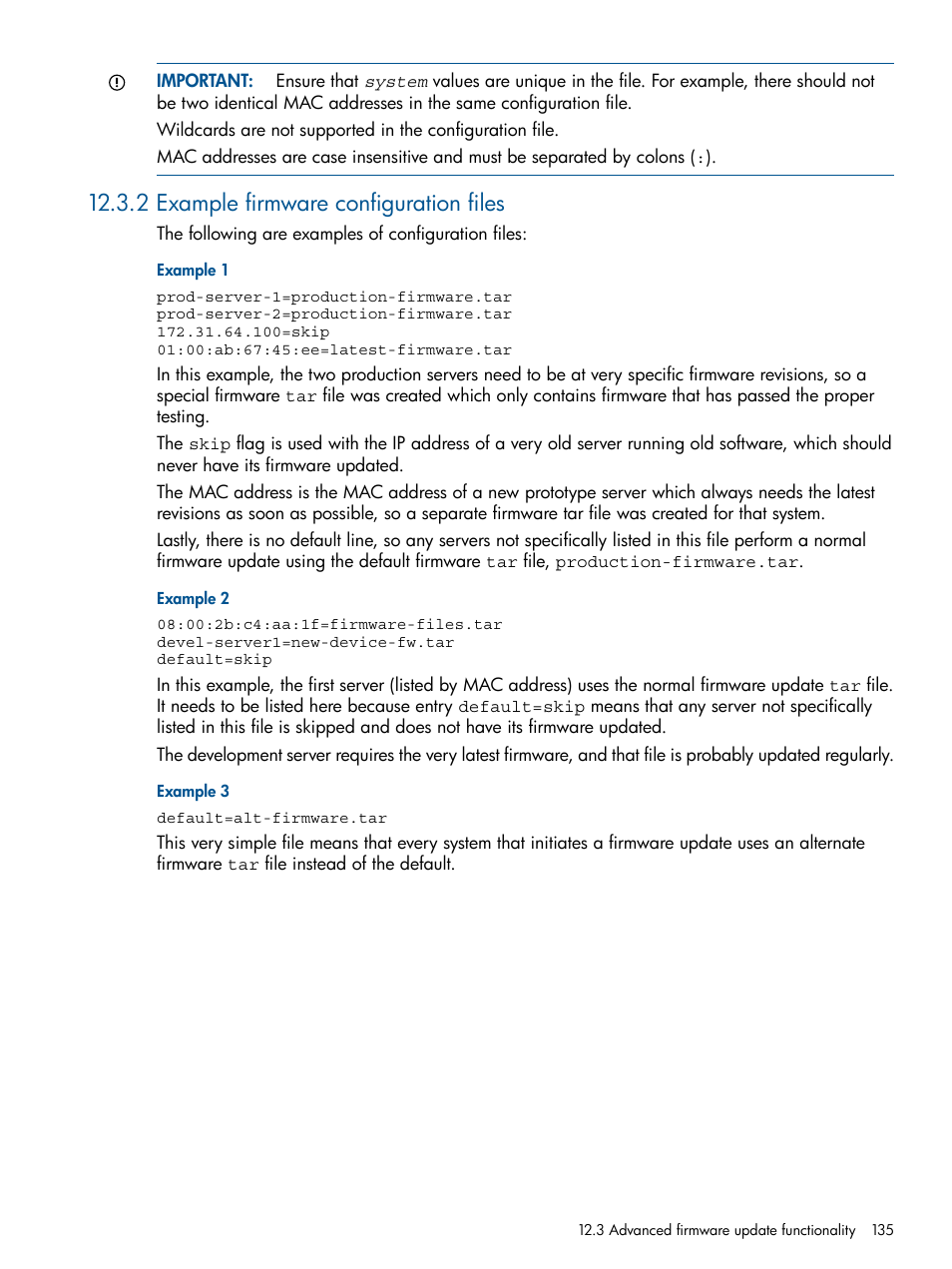 2 example firmware configuration files | HP Insight Control Software for Linux User Manual | Page 135 / 273