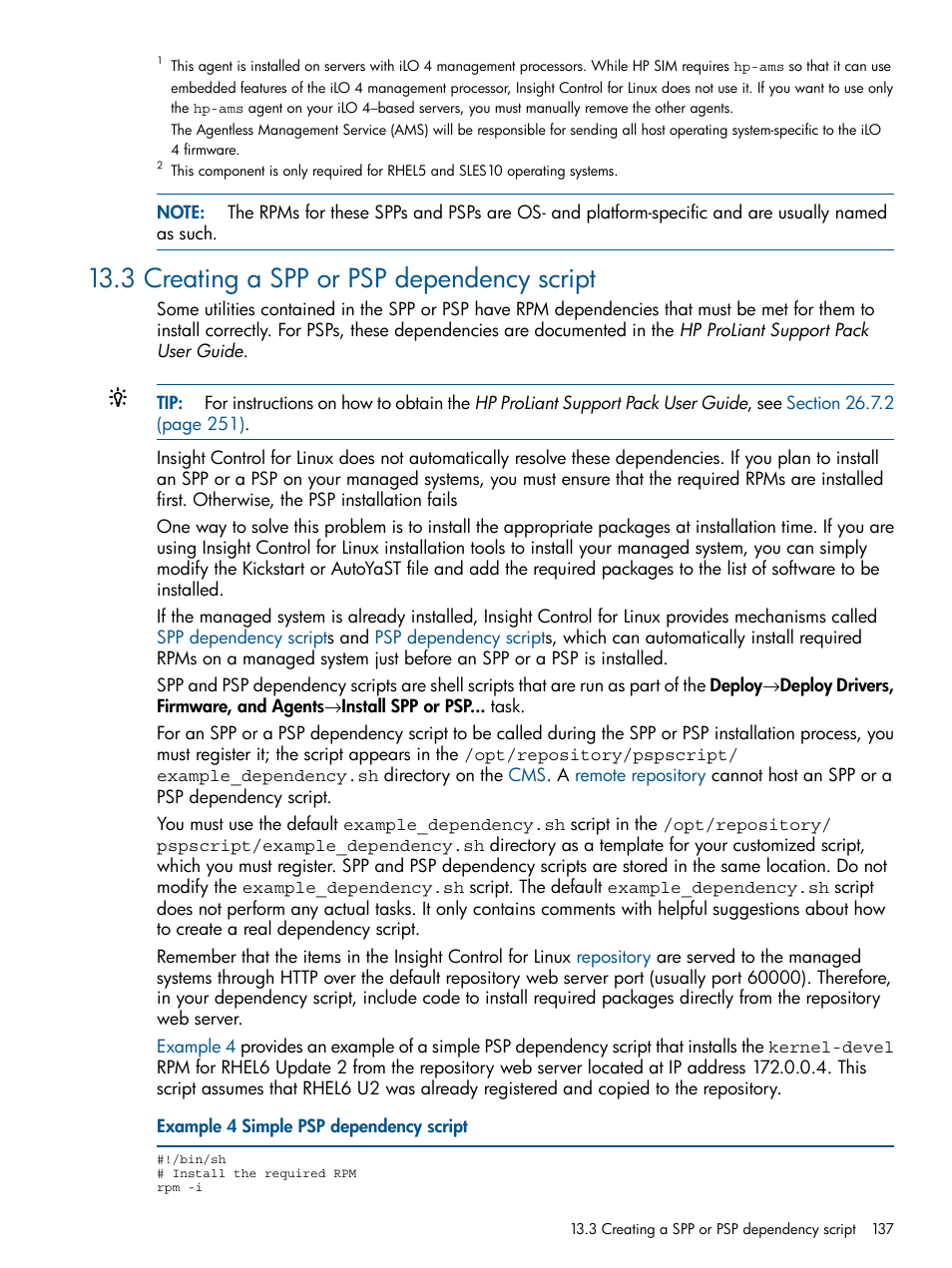 3 creating a spp or psp dependency script | HP Insight Control Software for Linux User Manual | Page 137 / 273