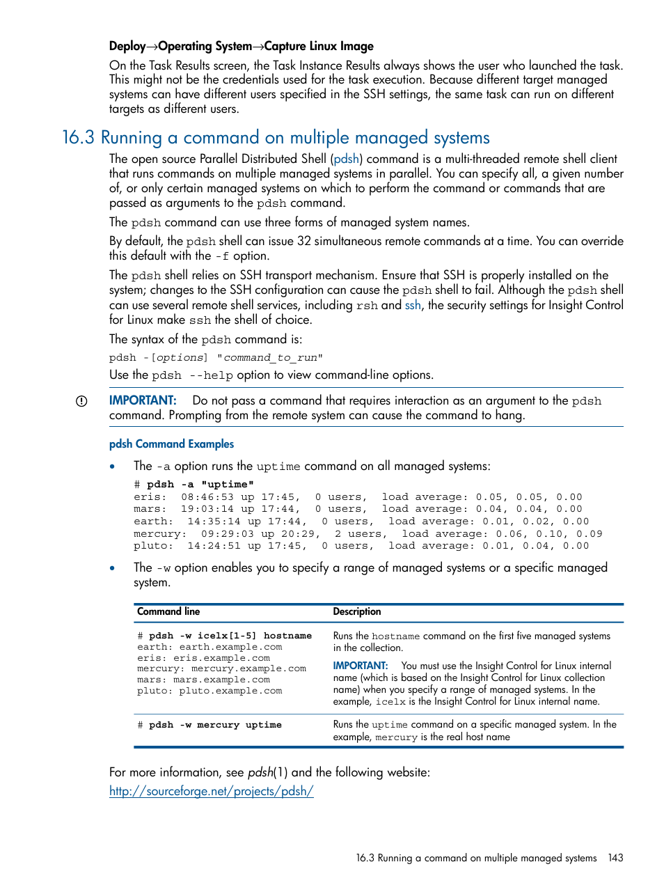 3 running a command on multiple managed systems | HP Insight Control Software for Linux User Manual | Page 143 / 273