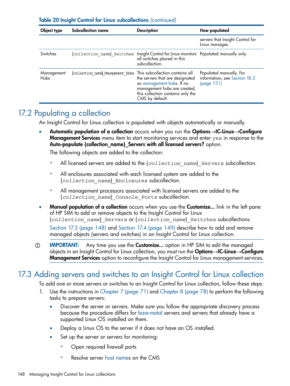 2 populating a collection | HP Insight Control Software for Linux User Manual | Page 148 / 273