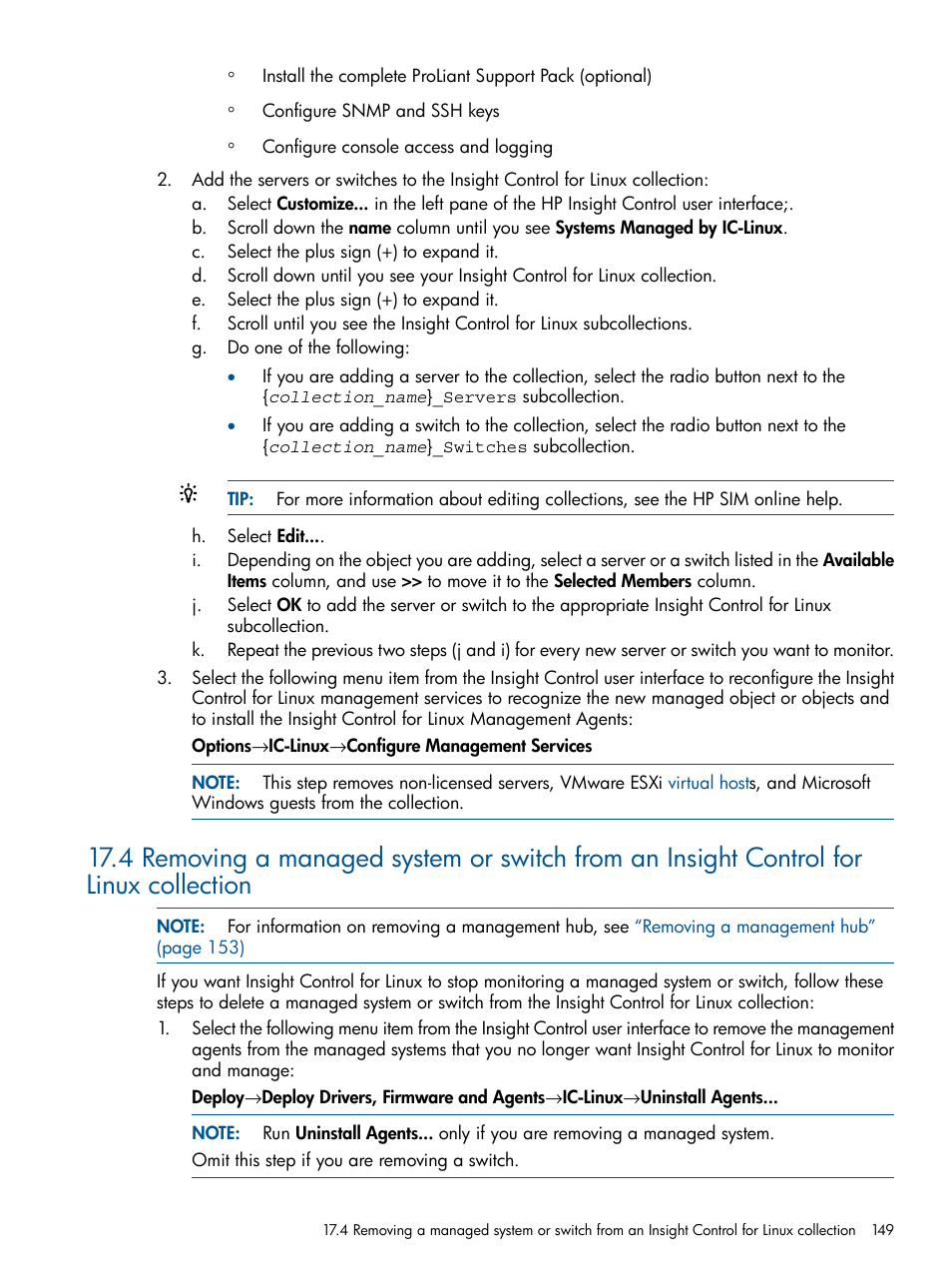 HP Insight Control Software for Linux User Manual | Page 149 / 273