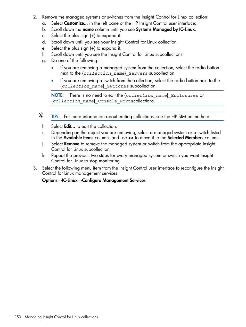 HP Insight Control Software for Linux User Manual | Page 150 / 273