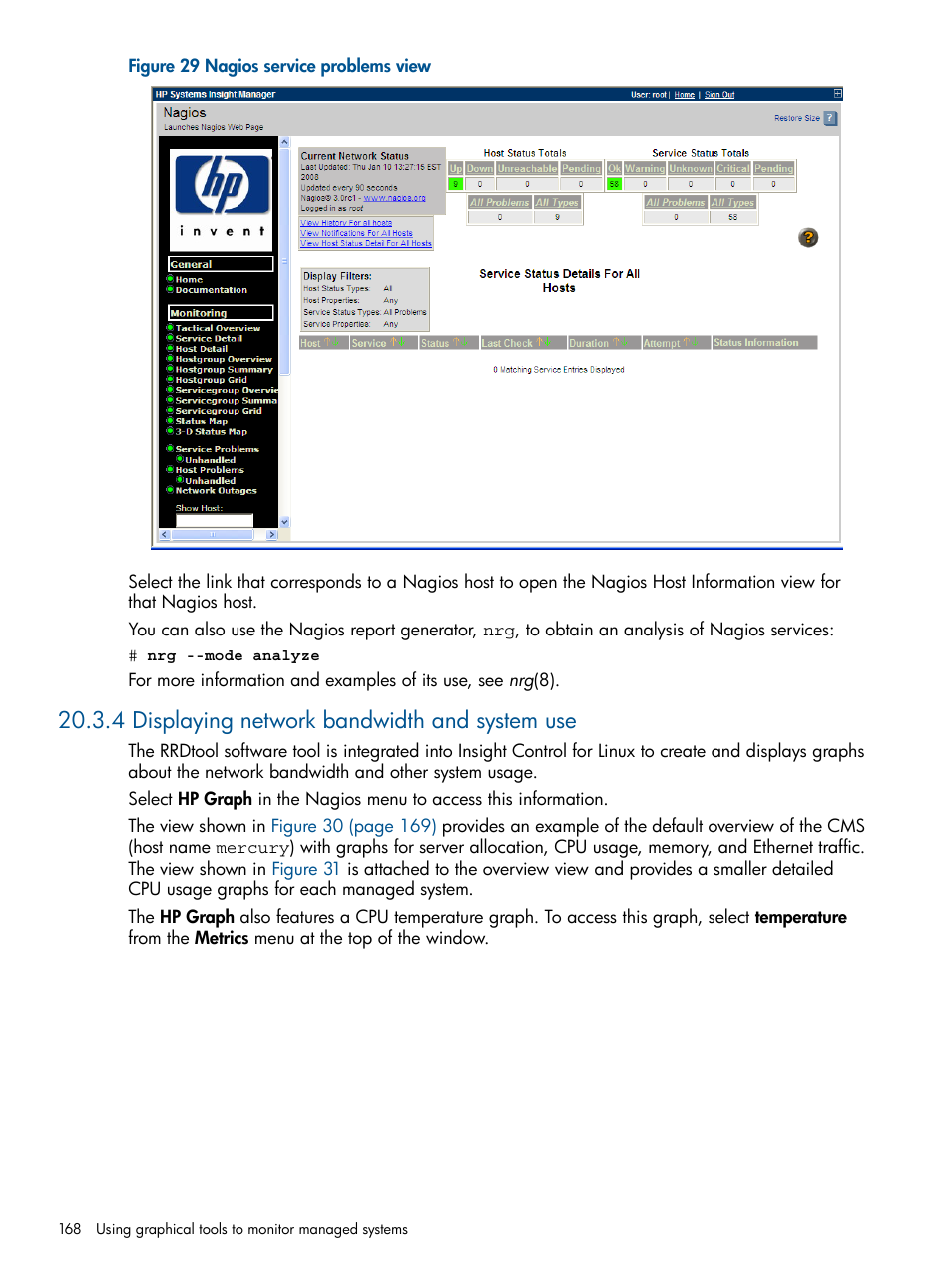 4 displaying network bandwidth and system use | HP Insight Control Software for Linux User Manual | Page 168 / 273