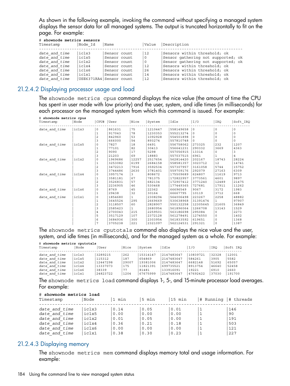 2 displaying processor usage and load, 3 displaying memory | HP Insight Control Software for Linux User Manual | Page 184 / 273