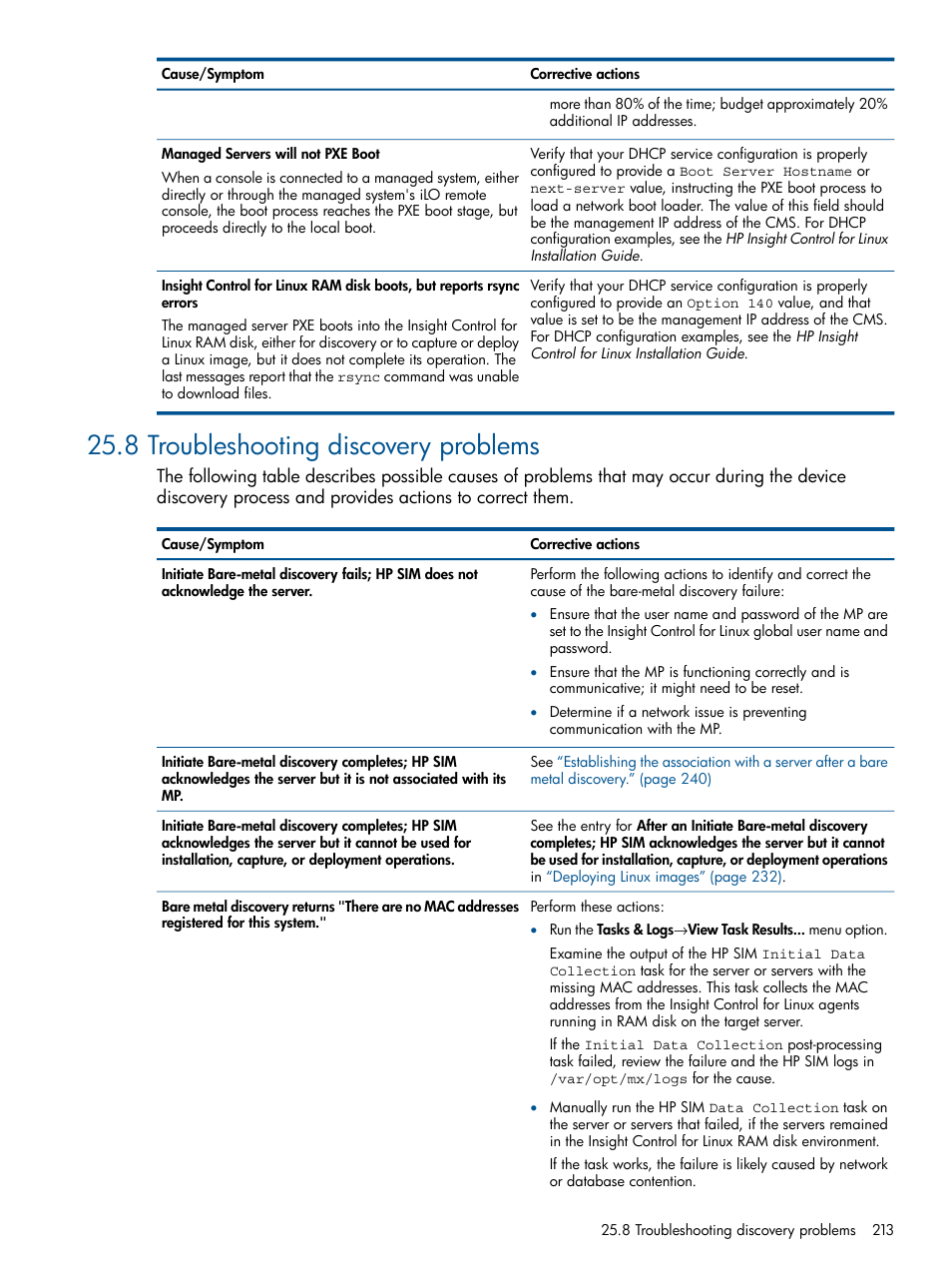 8 troubleshooting discovery problems | HP Insight Control Software for Linux User Manual | Page 213 / 273