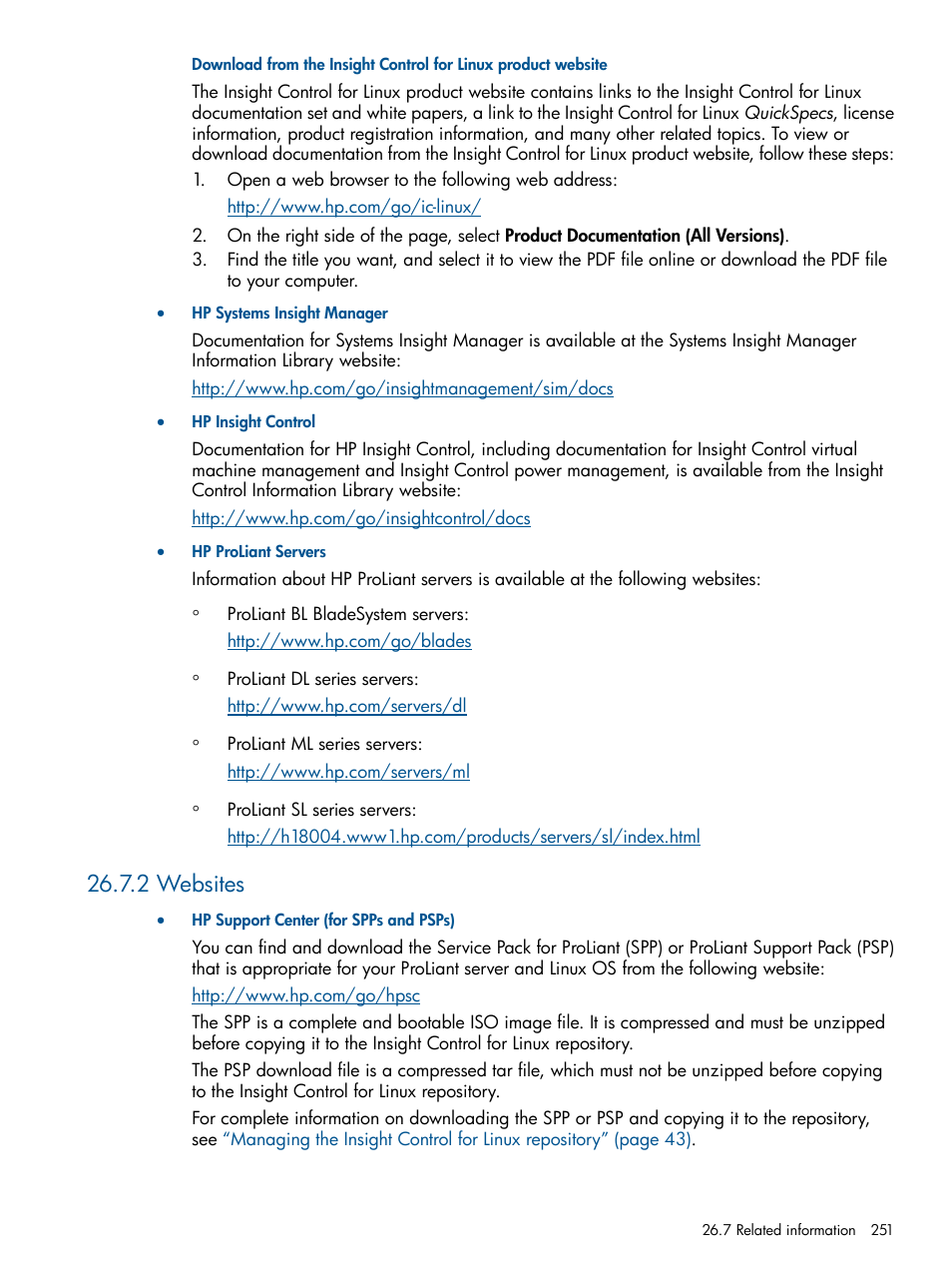 2 websites, Section 26.7.2 | HP Insight Control Software for Linux User Manual | Page 251 / 273