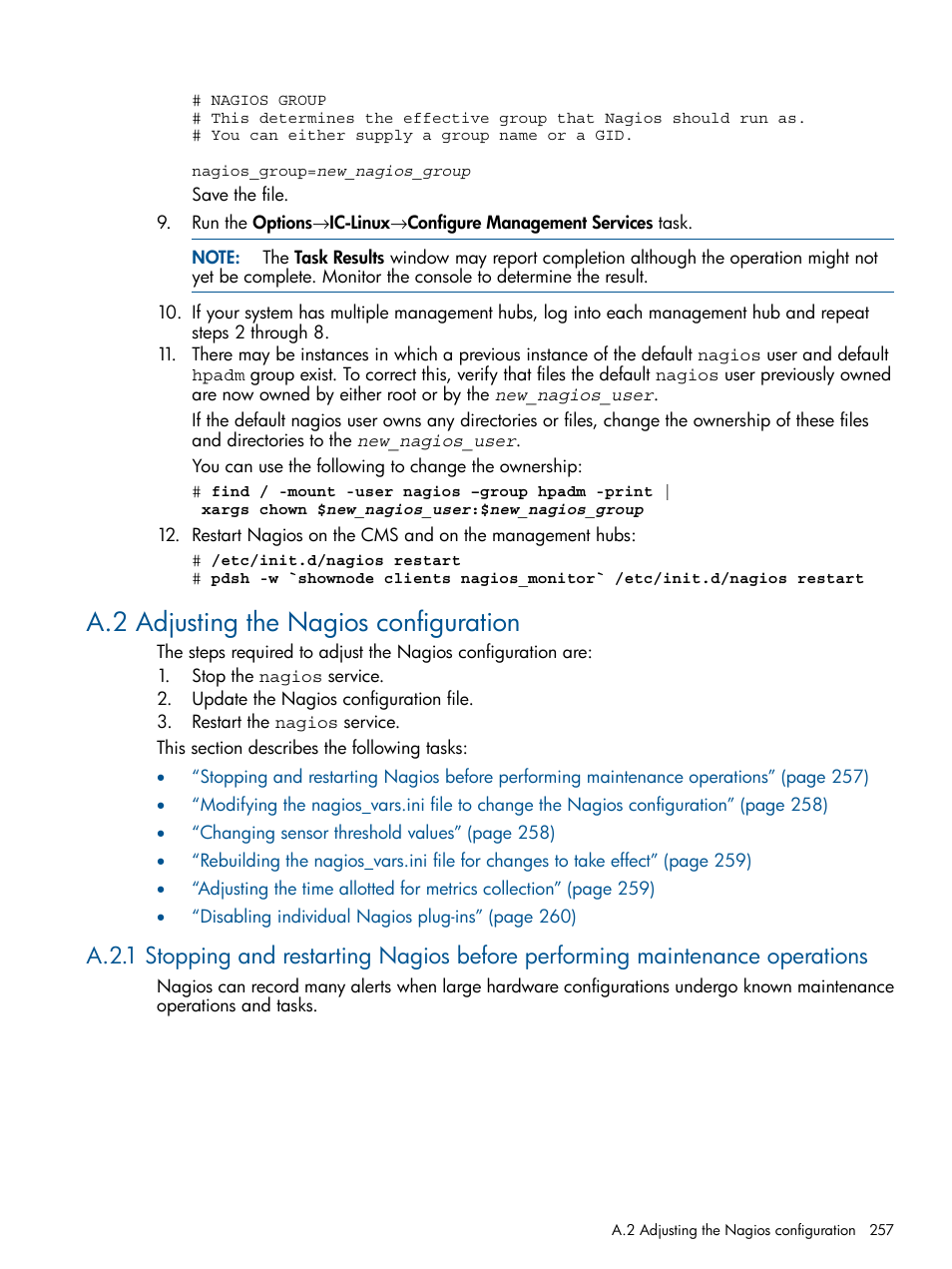 A.2 adjusting the nagios configuration | HP Insight Control Software for Linux User Manual | Page 257 / 273