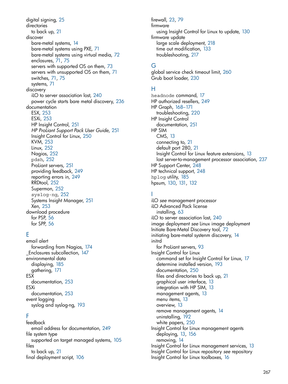 HP Insight Control Software for Linux User Manual | Page 267 / 273