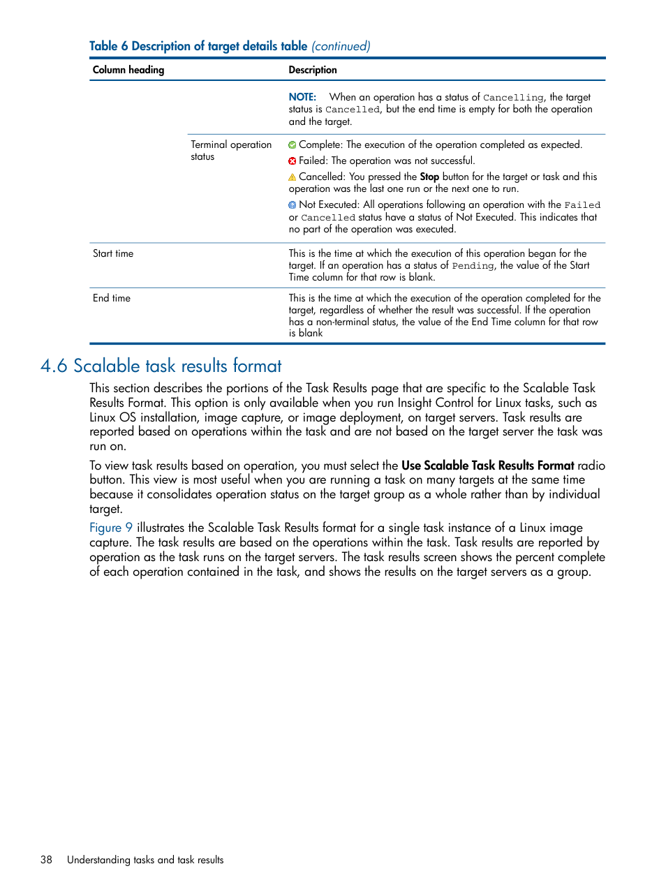 6 scalable task results format | HP Insight Control Software for Linux User Manual | Page 38 / 273