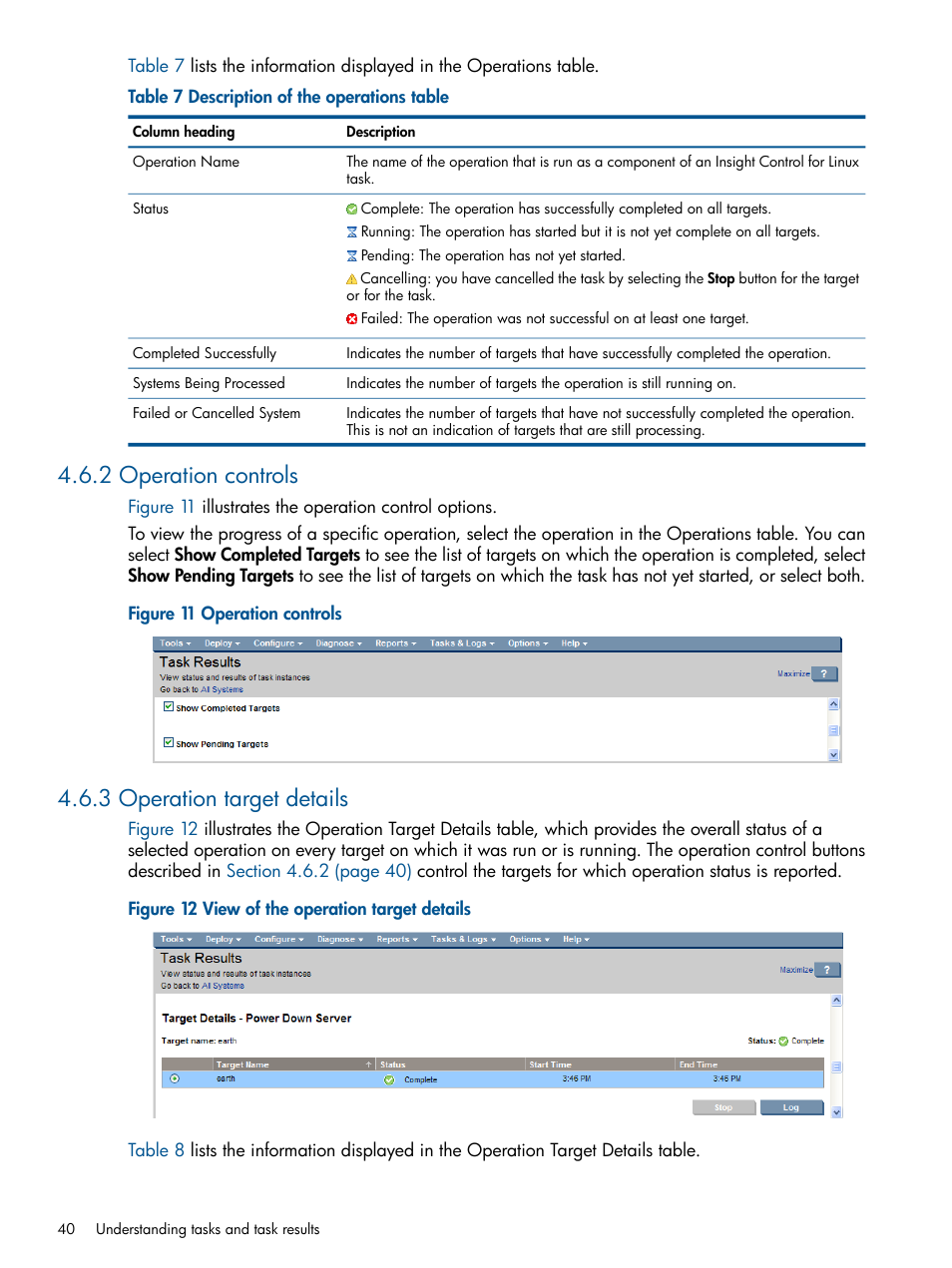 2 operation controls, 3 operation target details | HP Insight Control Software for Linux User Manual | Page 40 / 273