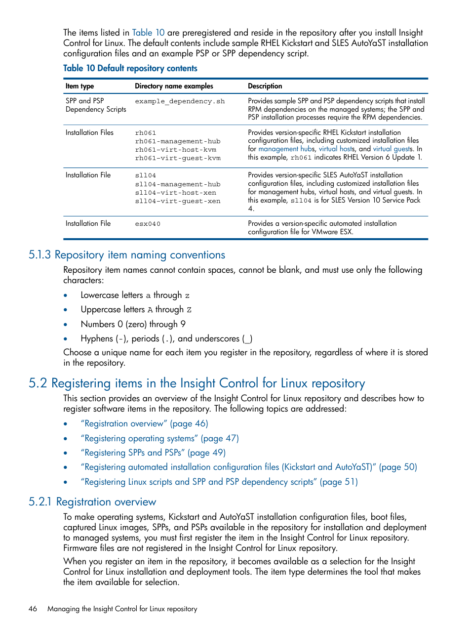 3 repository item naming conventions, 1 registration overview | HP Insight Control Software for Linux User Manual | Page 46 / 273