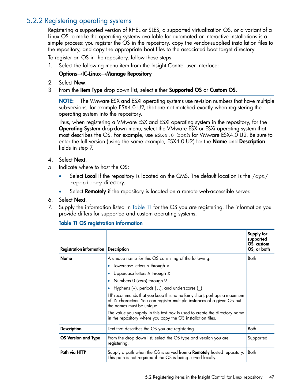 2 registering operating systems | HP Insight Control Software for Linux User Manual | Page 47 / 273