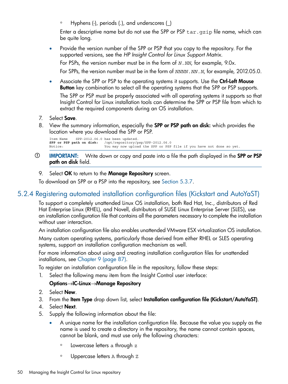 HP Insight Control Software for Linux User Manual | Page 50 / 273