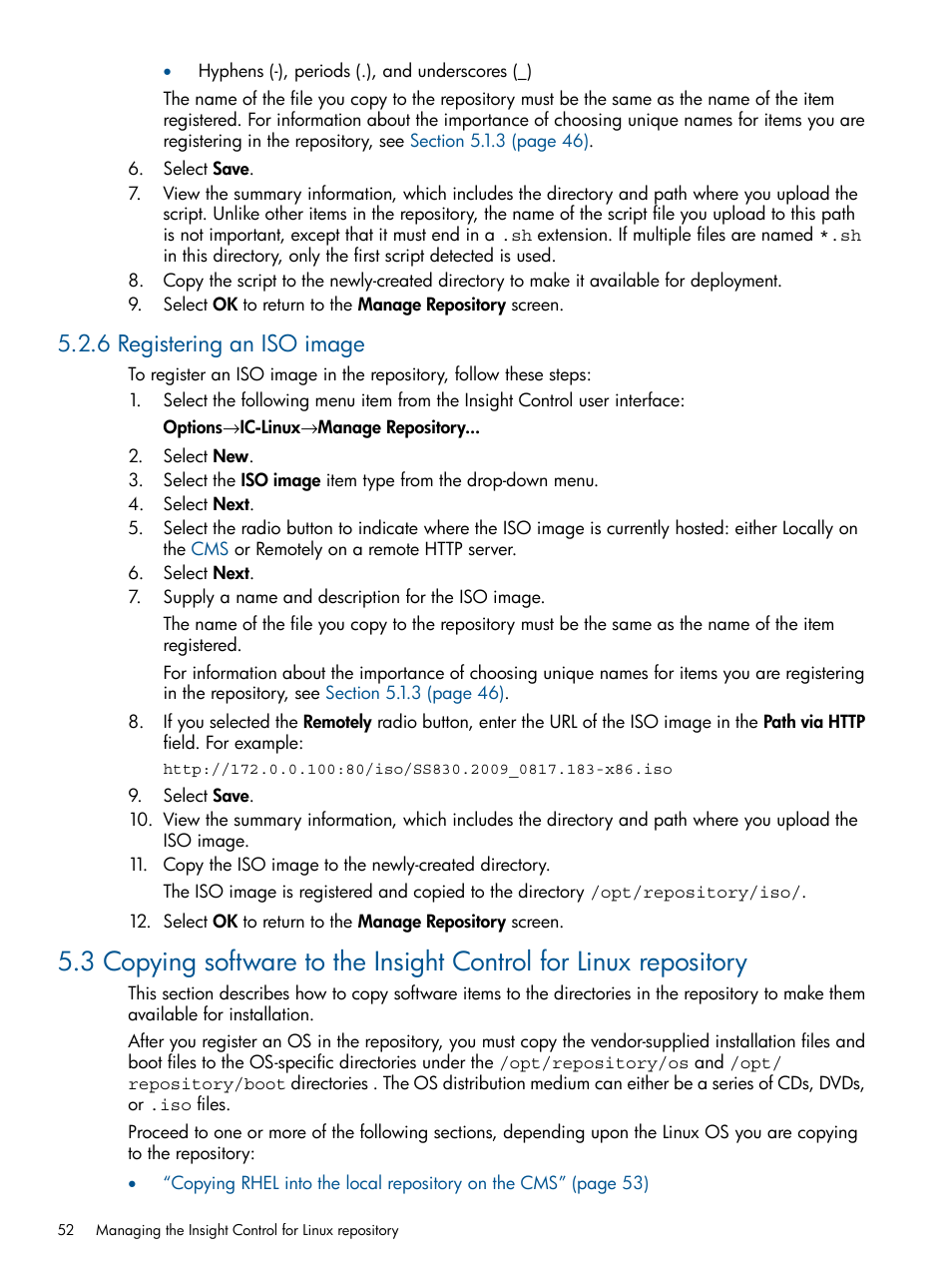 6 registering an iso image | HP Insight Control Software for Linux User Manual | Page 52 / 273