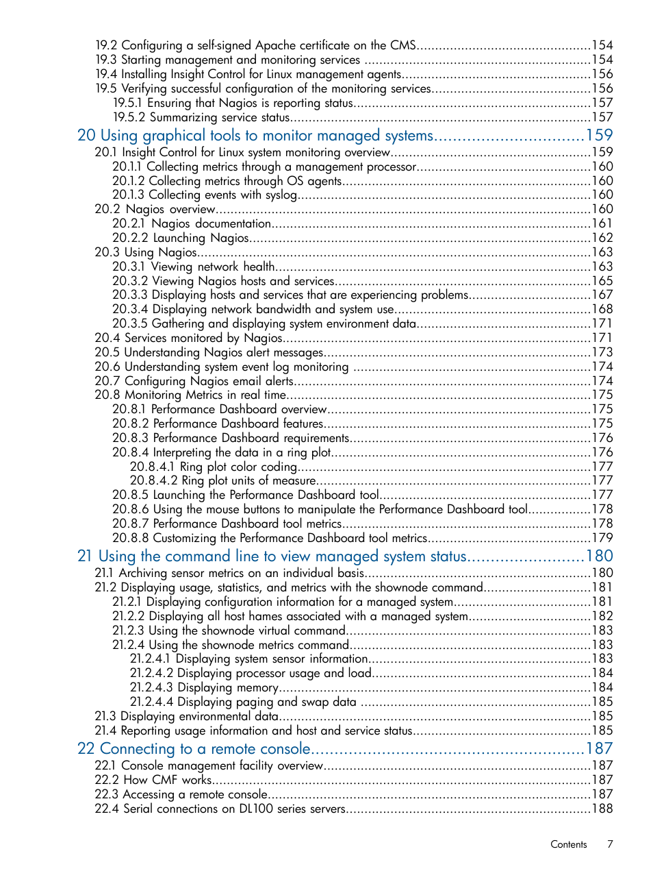 22 connecting to a remote console | HP Insight Control Software for Linux User Manual | Page 7 / 273