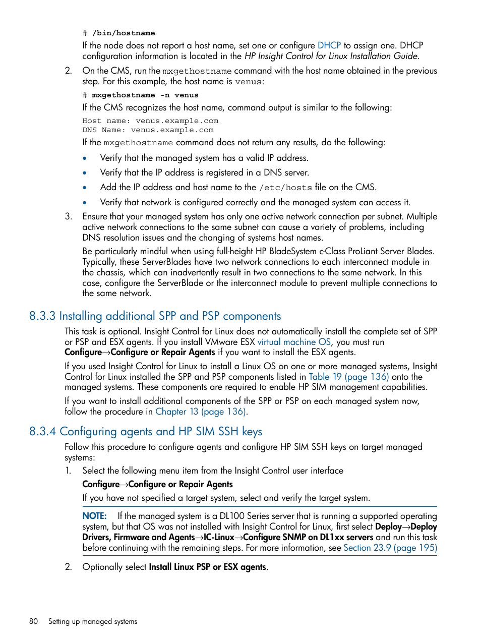 3 installing additional spp and psp components, 4 configuring agents and hp sim ssh keys | HP Insight Control Software for Linux User Manual | Page 80 / 273