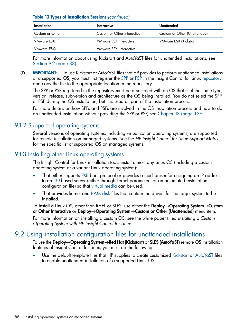 2 supported operating systems, 3 installing other linux operating systems | HP Insight Control Software for Linux User Manual | Page 88 / 273