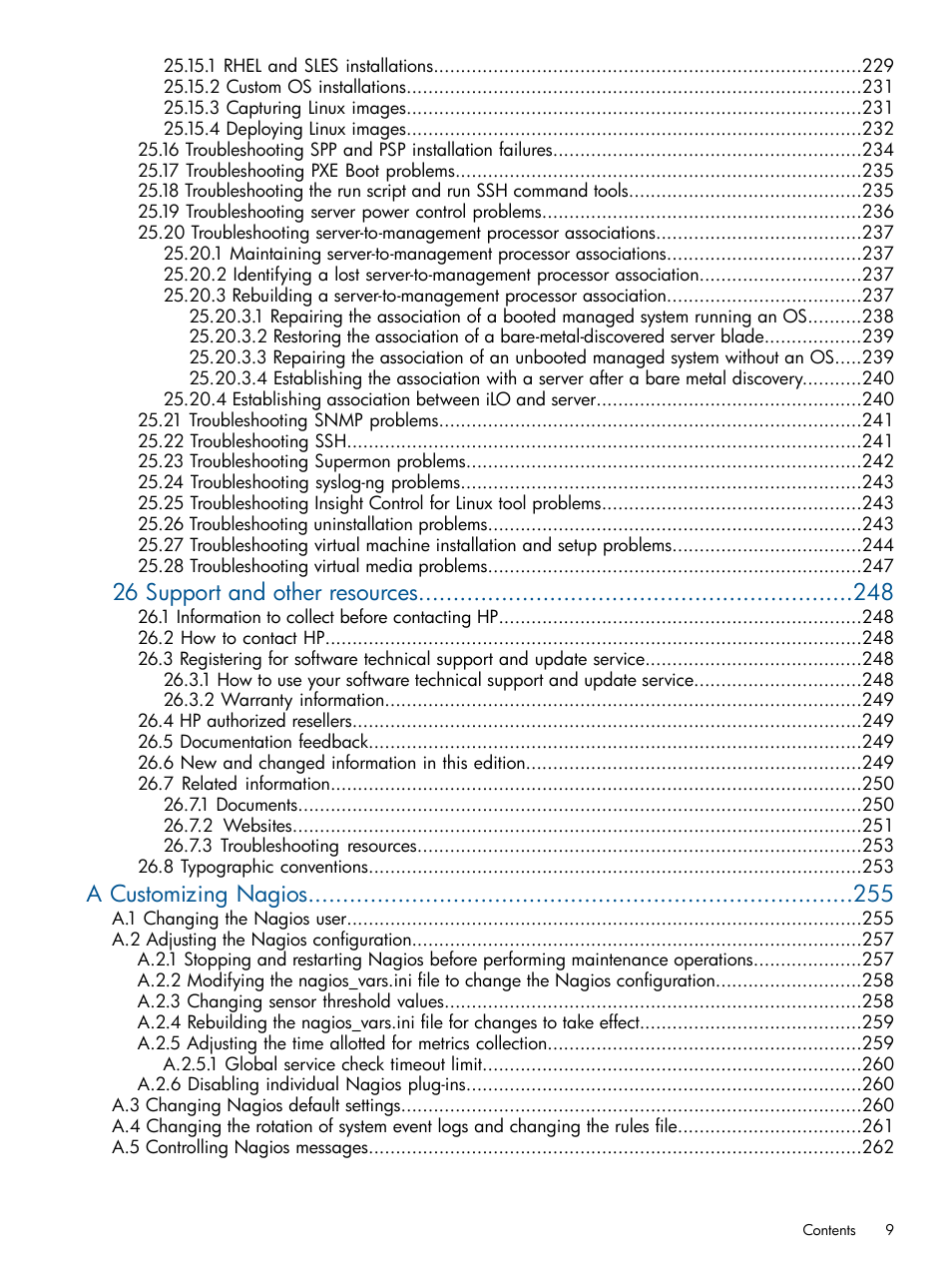 26 support and other resources, A customizing nagios | HP Insight Control Software for Linux User Manual | Page 9 / 273