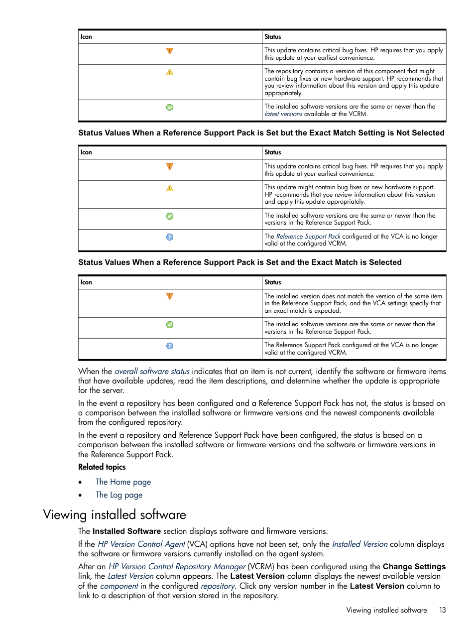 Viewing installed software | HP Insight Foundation Software for ProLiant User Manual | Page 13 / 37