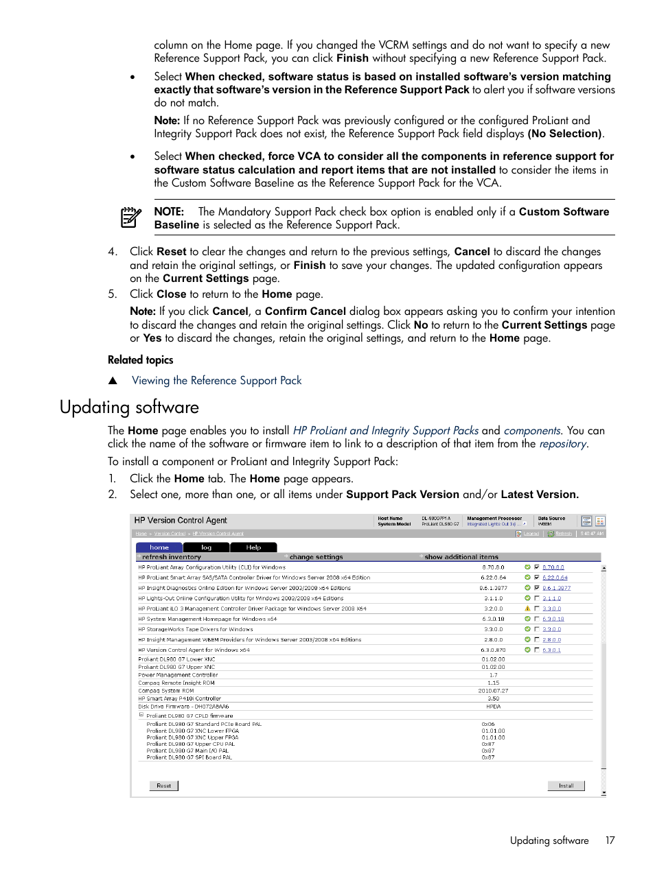 Updating software | HP Insight Foundation Software for ProLiant User Manual | Page 17 / 37