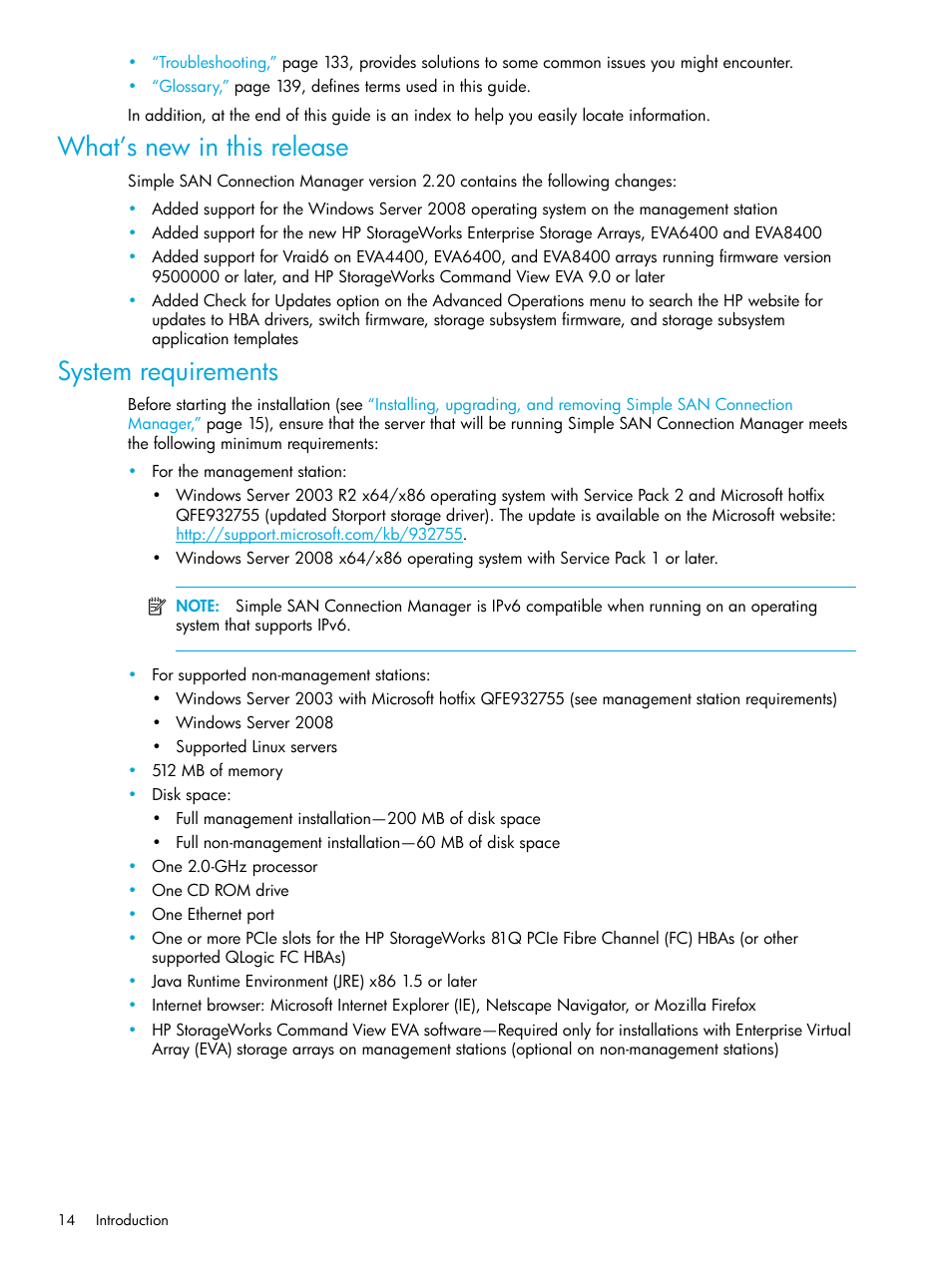 What’s new in this release, System requirements | HP StorageWorks 2000fc G2 Modular Smart Array User Manual | Page 14 / 150