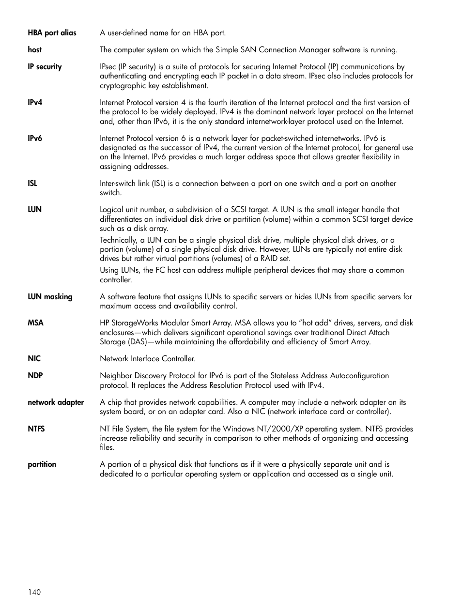 HP StorageWorks 2000fc G2 Modular Smart Array User Manual | Page 140 / 150