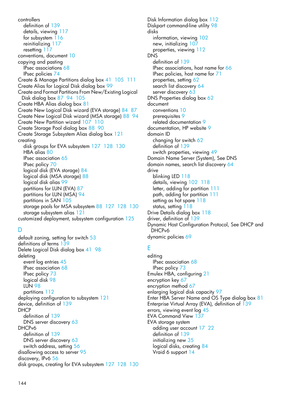 HP StorageWorks 2000fc G2 Modular Smart Array User Manual | Page 144 / 150