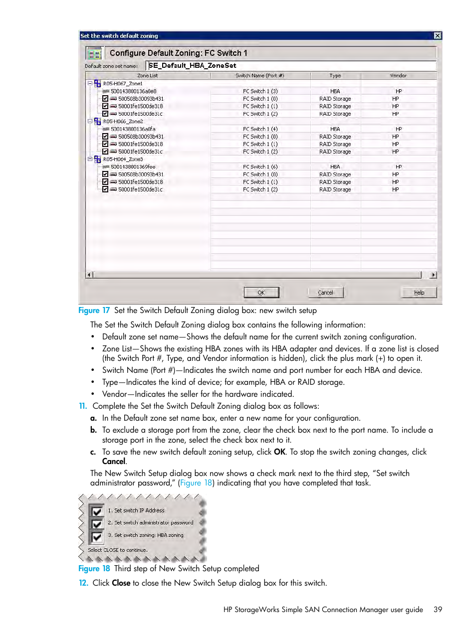 18 third step of new switch setup completed, Figure 17, Step 9 | HP StorageWorks 2000fc G2 Modular Smart Array User Manual | Page 39 / 150