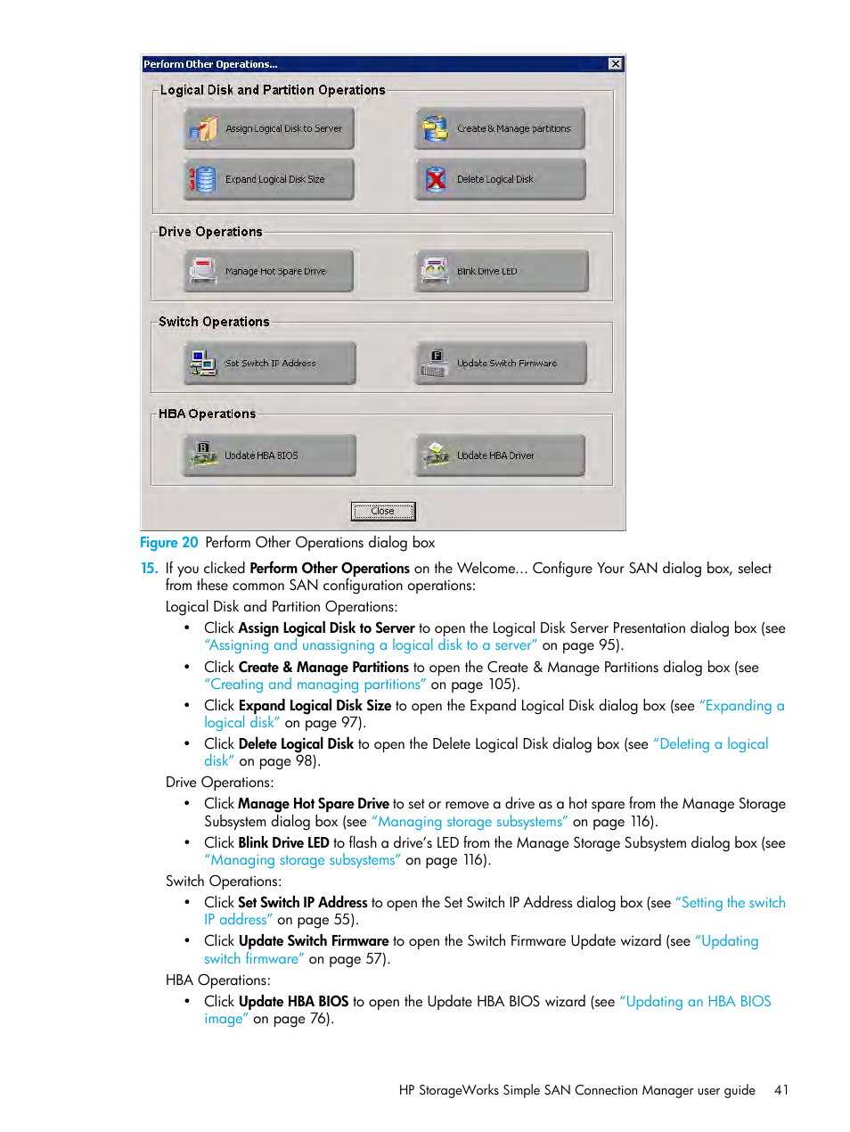 20 perform other operations dialog box, Figure 20 | HP StorageWorks 2000fc G2 Modular Smart Array User Manual | Page 41 / 150