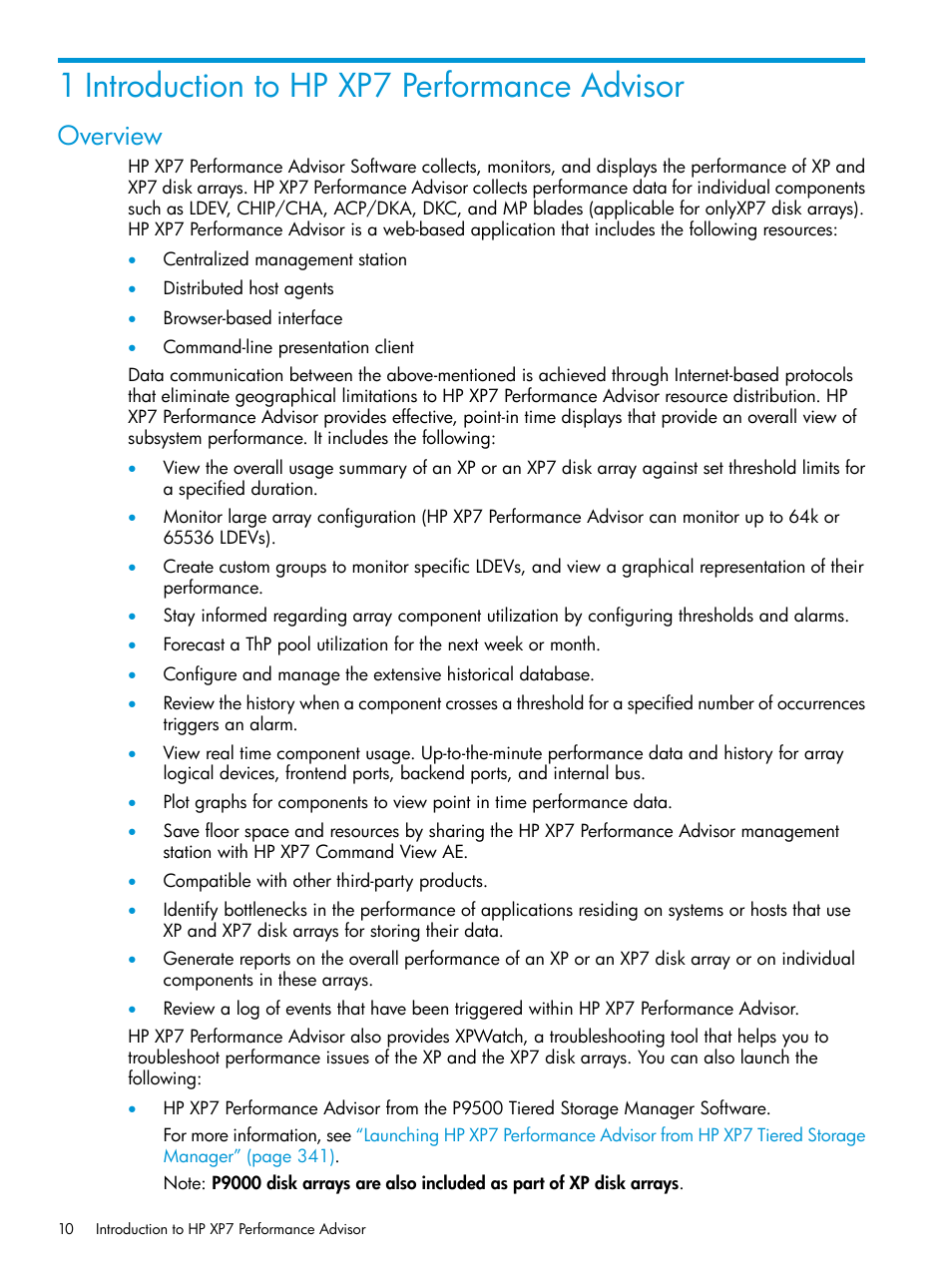 1 introduction to hp xp7 performance advisor, Overview | HP XP Performance Advisor Software User Manual | Page 10 / 414