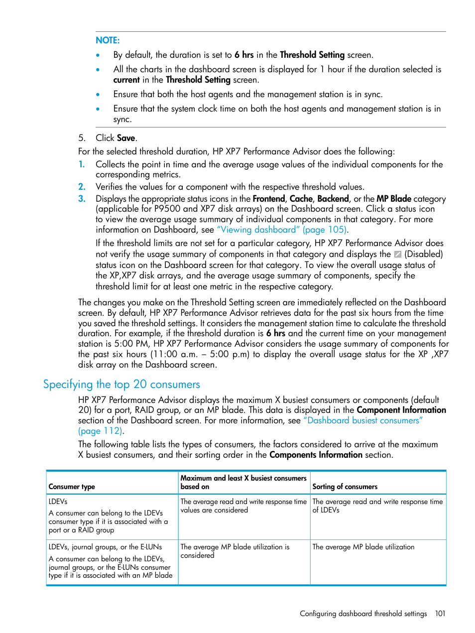 Specifying the top 20 consumers, The top 20, Consumers | HP XP Performance Advisor Software User Manual | Page 101 / 414